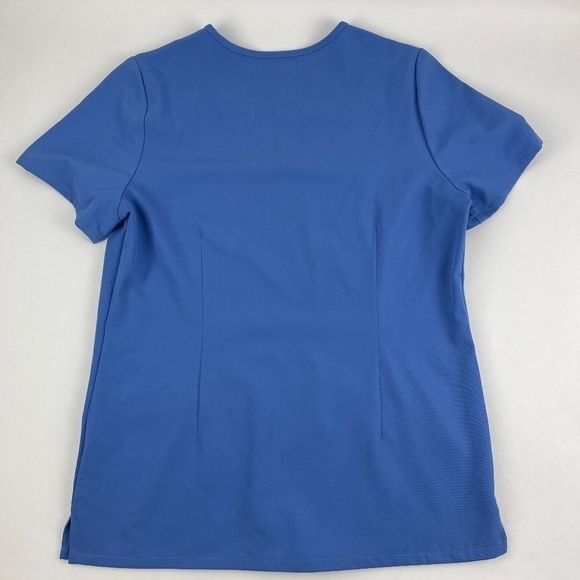 Figs Technical Collection Scrub Top Womens Small Blue Pockets Vneck Short Sleeve - Picture 8 of 8
